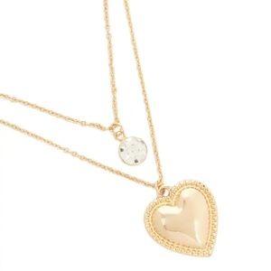 Heart & Rhinestone Layered Necklace